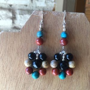 Sterling silver and multi gemstone earrings